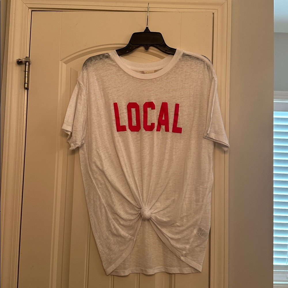 Sheer oversized LOCAL tshirt. Front tie